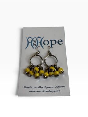 Handcrafted Beaded Open Hoop Dangle Earrings. Available in 3 colors.